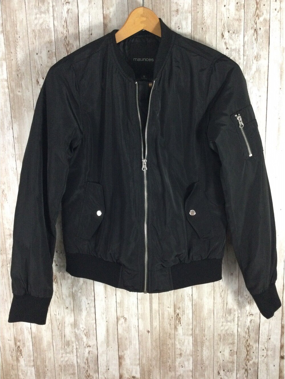 Maurices Women's Black Puffer Bomber Moto Jacket Size Small NICE
